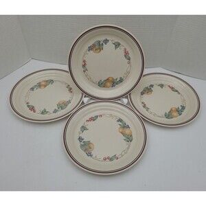 Set of 4 Corelle Abundance Luncheon Plates 8 1/2" Fruit Red Blue Green Gold